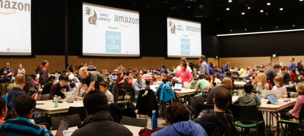 Seattle CoderDojo's 2016 Hour of Code event, hosted by Amazon.com